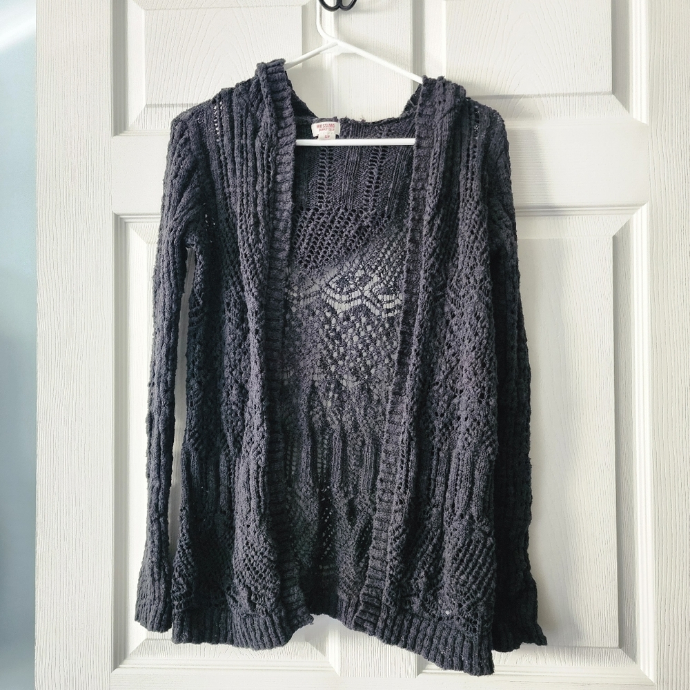 Mossimo Supply Co. Charcoal Open Knit Cardigan